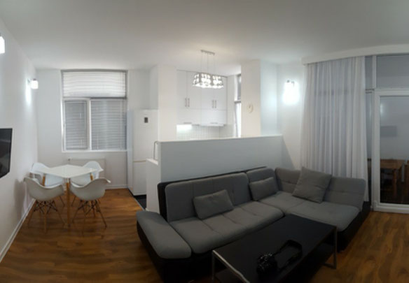 Bright apartment with mountain and sea views.