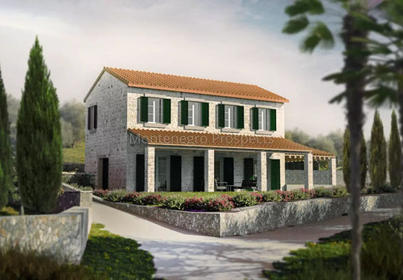 Montenegro. Sunny plot with building permits for a villa in Lustica