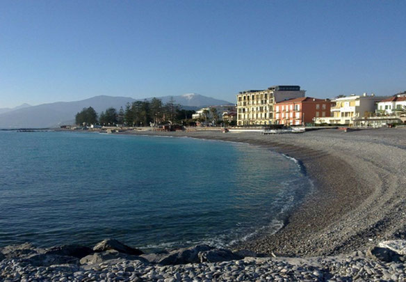 Restaurant (cafe) by the sea in Italy, Bordighera